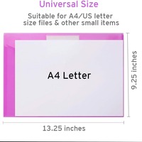Carpeta de Plástico A4 Impermeable con Diseño Transparente, Botón a Presión y Bolsillo para Etiquetas, para Almacenamiento de Documentos de Oficina/Escuela