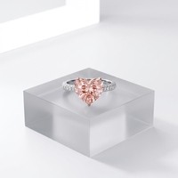 Anillo de Diamante de Corte Corazón Rosa Intenso de 3.9ct, Oro de 18K con Engaste de Garras, para el Dedo Índice, Regalo Romántico de Aniversario y Uso Diario