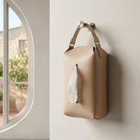 Boîte à mouchoirs portable en cuir PU avec sangle, support mural ou pour dossier de siège de voiture, pliable, vente directe usine B2B OEM