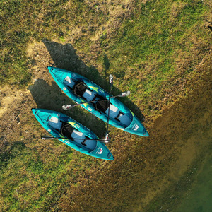 Kayak gonflable AQUA MARINA ST-412 pour 2 personnes en PVC, avec chambres d'air latérales séparées, technologie Drop Stitch, 2 ailerons, sièges et repose-pieds, idéal pour les lacs ST - Product Image 3