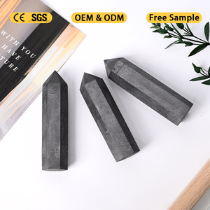 Venta al por mayor de torres de piedra de cuarzo natural de cristal pulido prismas hexagonales Schungite puntos de cristal para la curación - Product Image 2