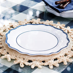 Plato de cena festoneado de melamina, elegante, blanco de boda, <span class=keywords><strong>platos</strong></span> de ensalada - Product Image 2