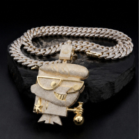 Colgante de Plata de Ley 925 Premium con Moissanita, Estilo Hip Hop, Diseño de Dibujos Animados para Hombre, Joyería de Lujo para Clubes y Eventos