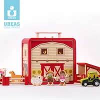 गुणवत्ता बच्चों शैक्षिक लकड़ी के खिलौने लकड़ी फार्म हाउस खिलौने नाटक खेलने गुड़िया घर खलिहान जानवरों घर