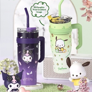 Gobelet isotherme sous vide grande capacité 2025 style dessin animé pour fille, portable avec poignée et paille, style <span class=keywords><strong>nordique</strong></span>, pour voiture - Product Image 3