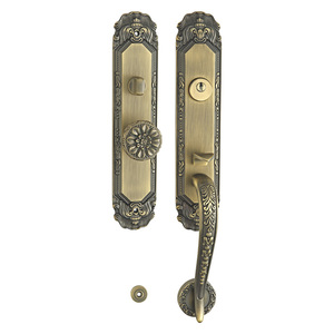 Manija de puerta doble clásica de lujo para villa, juego de manijas de palanca para entrada exterior con cerradura, ideal para proyectos residenciales de gran entrada. - Product Image 1