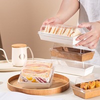 Boîte d'emballage en papier jetable de qualité alimentaire au design simple pour pain grillé, gâteau, tarte aux œufs, sandwich avec couvercle