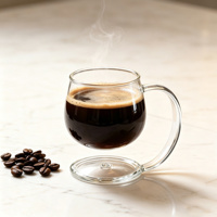 Mug à café en verre flottant de forme créative de 300 ml, tasse à boire transparente, tasse à café résistante à la chaleur avec poignée