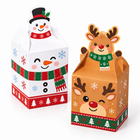 Boîtes en papier kraft à lamination mate sur le thème de Noël, avec motifs de dessins animés, différentes formes en stock pour cadeaux et bonbons, colorées