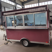 Carrito de Comida Rápida Móvil Pequeño y Económico, Remolque de Comida Callejera para Café y Pizza, con Pórtico y Cocina Totalmente Equipada