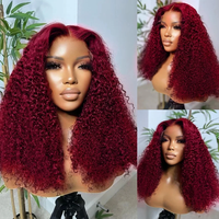 Perruque de Cheveux Humains Brésiliens Bruts en Gros pour Femmes Noires, Perruque Frontale en Dentelle HD Sans Colle Afro Crépue Bouclée