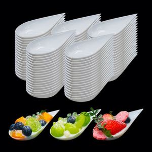 Assiettes jetables en plastique PS pour bonbons, mini-assiettes noires, transparentes, blanches, couverts pour restaurant, cuillères de dégustation de desserts - Product Image 3