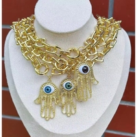 Collier pendentif œil de palmier vintage plaqué or 14 carats, style punk, tendance, avec chaîne à maillons, idéal pour un cadeau d'anniversaire