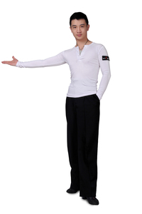 2025 nuevo traje de baile de <span class=keywords><strong>Salsa</strong></span> para hombre, conjunto de camisa y pantalones latinos elásticos para actuación - Product Image 2