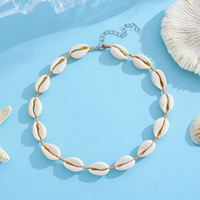 Collier en coquillages naturels réglable avec fermoir mousqueton, bijoux bohèmes de plage, design vie marine pour femme, cadeau d'été