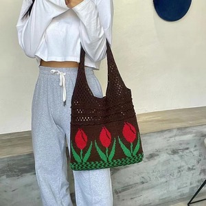 <span class=keywords><strong>Bolso</strong></span> de compras de punto de playa de ganchillo <span class=keywords><strong>Hippie</strong></span> estético Flor de tulipán de estilo bohemio Vintage para mujeres y niñas - Product Image 3
