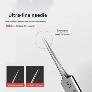 Kit de pinces à points noirs et extracteurs d'acné, style salon de beauté, qualité industrielle, manche en plastique, garantie 1 an - Product Image 6