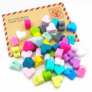Fast Shipping Food Grade Jewelry Pens Keychain Making DIY Spacer Heart <strong>Silicone</strong> <strong>Bead</strong> 15mm - Product Image 2