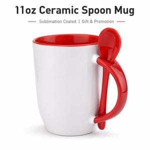 Gobelet à boisson en céramique moderne avec cuillère assortie, qualité alimentaire, en stock, tasse à thé pour le thé de l'après-midi, mariage, fête de rentrée scolaire, cadeau - Product Image 1