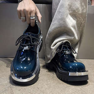 Chaussures en cuir tendance de style rétro, design original 2025, chaussures décontractées pour hommes, chaussures à gros orteils, semelle épaisse, chaussures Derby augmentant la taille - Product Image 3