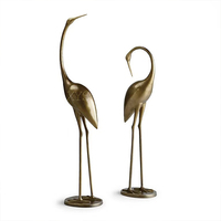 Statue de grue en laiton, paire, moulage à la cire perdue, sculpture de grue en cuivre/bronze de haute qualité, décoration Feng Shui pour la longévité, ornement pour bureau