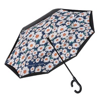 Parapluie personnalisé classique semi-automatique à double couche, droit, inversé, en pongee, 25 pouces, avec tige métallique de 14 mm et poignée en C
