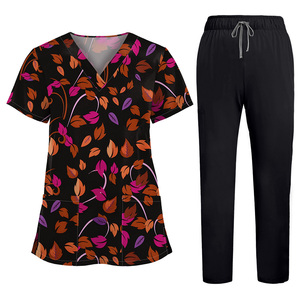 Printed Scrubs Set Uniforms Custom Design Medical Workwear Wholesale <strong>Nurse</strong> <strong>Outfit</strong> - Product Image 2