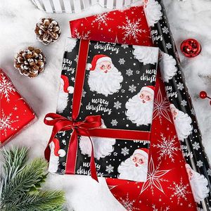 Christmas Wrapping <b>Paper</b> Black Red Double Side Wrapping <b>Paper</b> Santa Claus Snowflake <b>Pattern</b> Christmas <b>pattern</b> wrapping <b>paper</b> - Product Image 1