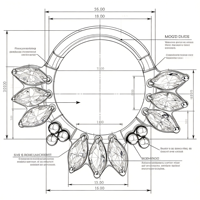 Anneau de septum en titane ASTM F136 avec placage PVD, zircone cubique, forme géométrique, pour Daith, nez, couronne, bijoux de piercing tendance