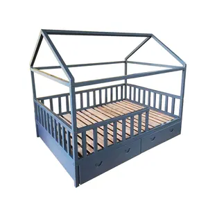 سرير منزل حديث للأطفال مونتيسوري منزلق خشبي سرير بطابقين للأطفال الصغار مع مسرح صغير غابة صالة ألعاب رياضية إطار تسلق خشبي
