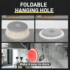 Penutup <span class=keywords><strong>Microwave</strong></span> Lipat dengan Lubang Ventilasi dan Lubang Gantungan, Pelindung Cipratan untuk Piring Mangkuk - Product Image 4