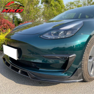 Pour Tesla Model 3 2017-2023 IKON Spoiler de pare-chocs avant en fibre de carbone imprimé 4 pièces Kit carrosserie de haute qualité - Product Image 3