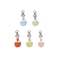 Porte-clés minimaliste en forme de raquette de tennis de table, en cuir PU avec clip métallique, pour sac à main et bagages quotidiens