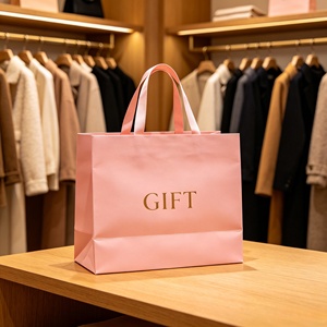 Sacs en <span class=keywords><strong>papier</strong></span> rose de luxe personnalisés pour bijoux et vêtements, impression de votre logo, vente en gros - Product Image 2
