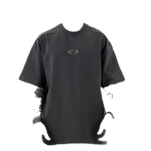 T-shirt Homme Oversize Lavé à Manches Courtes en Coton Respirant de Haute Qualité, Tissu Épais, Style Décontracté, Personnalisable - Product Image 1
