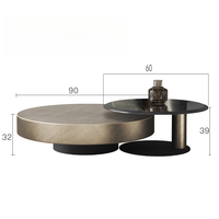 Mesa de Centro de Estilo Italiano de Lujo Ligero para Sala de Estar, Mesa de Té Redonda Creativa de Vidrio Combinado