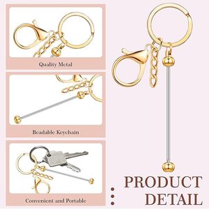 Luxury Design Beadable Keychain Bars Bulk Blank Metal Beaded Keyring for Jewelry Making DIY Personalized Gifts Small MOQ RTS - Product Image 3