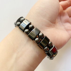 Pulsera de terapia magnética para hombres, piedras curativas, hematita, doble capa, color negro - Product Image 4