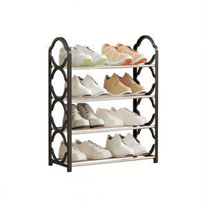 Scarpiera a Quattro Ripiani in Metallo, Tipo Verticale Salvaspazio, Stile Minimalista 33x15x85cm, Organizzatore per Ingresso - Product Image 1
