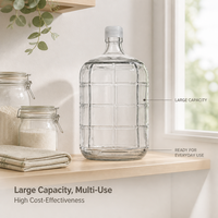Bouteille d'eau en verre transparent cylindrique, pot de fermentation, bouteille de vin et de bière, réservoir de fermentation, conteneur durable pour eau minérale, usage domestique