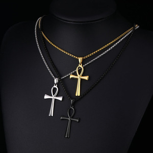 Bijoux Hip Hop, pendentif Clé de Vie égyptienne, collier en acier inoxydable avec croix Ankh pour hommes et femmes - Product Image 3