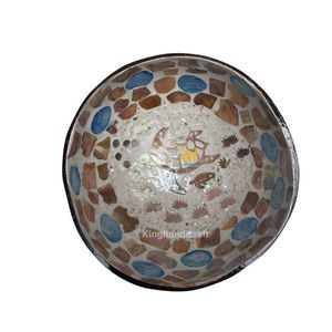 Bol en laque de noix de coco coquillage pour salades de fruits Design personnalisé Fabriqué à la main, laqué et conçu avec une beauté mosaïque - Product Image 2