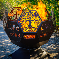Sphère extérieure en métal rouillé, boule de feu en acier Corten pour fête ou camping