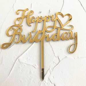 ท็อปเปอร์เค้กอะคริลิค น้ำผึ้งและความหวาน สุขสันต์วันเกิด สีทอง ดำ เงิน ของตกแต่งงานปาร์ตี้ - Product Image 2