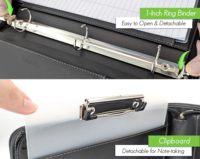 Logo personnalisé gaufrage en cuir PU luxe A4 taille spirale planificateur 3 d reliure à anneaux fichier dossier document portefeuille d'affaires pour hommes