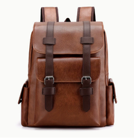 Sac à dos pour ordinateur portable en cuir PU pour homme avec fermeture éclair, doublure en polyester, grande capacité, imperméable et portable, sac de voyage