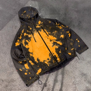 Custom Splash Ink Waterproof Techwear Jacket Men's Streetwear Bleach Effect Windbreaker Hooded Outdoor Tactical Coat - Product Image 1