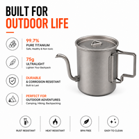 Cafetière en titane de 420 ml, bouilloire à café pour le camping, bouilloire ultralégère pour le café et le thé en plein air, avec bec verseur détachable