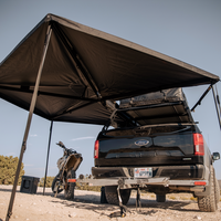 Foxwing 280g Toile 270 Degrés LED Auvent avec Annexe Murs Double Couche Pliable pour Camping En Plein Air-Capacité De 4 Personnes Été