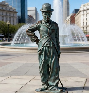 Statua di <span class=keywords><strong>Charlie</strong></span> Chaplin in Bronzo a Grandezza Naturale, Artigianale e Personalizzabile, con Finitura Patinata, per Esterni, Giardini Costieri e Piazze - Product Image 3